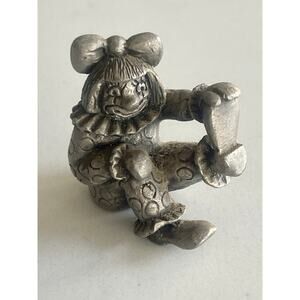 Clown, Holding Foot, Circus, Female, Funny, Pewter, Statue, Miniature, Game Piec